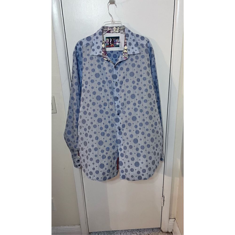 ROBERT GRAHAM BLUE PHILLIPE LONG SLEEVE BUTTON DOWN MENS SZ 2XL
